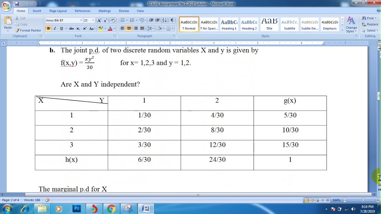 STA301 2K19 Assignment with Solution File