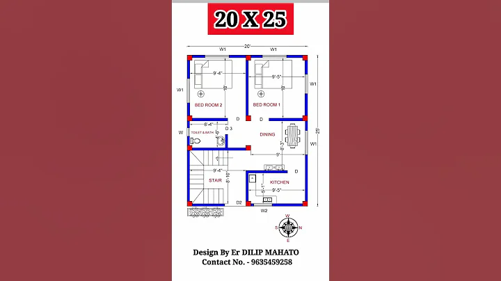 #20x25 House Plan with 2 bedroom | 20 by 25 ghar ka naksha  #shorts #building_plan #engineer_mahato