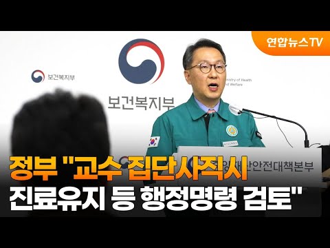 정부 &quot;교수 집단사직시 진료유지 등 행정명령 검토&quot; / 연합뉴스TV (YonhapnewsTV)