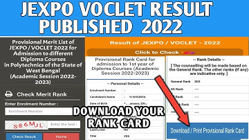 Jexpo Voclet Result published 2022 || Jexpo Voclet Rank Card download || jexpo Voclet meritlist