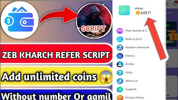 ZEB KHARCH APP REFER S€RIPT ❤️ UNLIMITED COIN ADDED S€RIPT 😱 WITHOUT NUMBER 👉 INSTANT PAYMENT