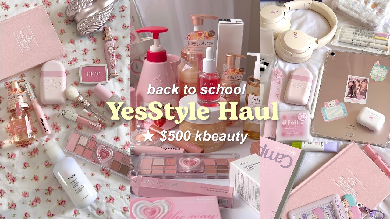 $500 back to school YesStyle haul 🎀🪞🩰Pinterest school girl kbeauty essentials, skincare, makeup haul