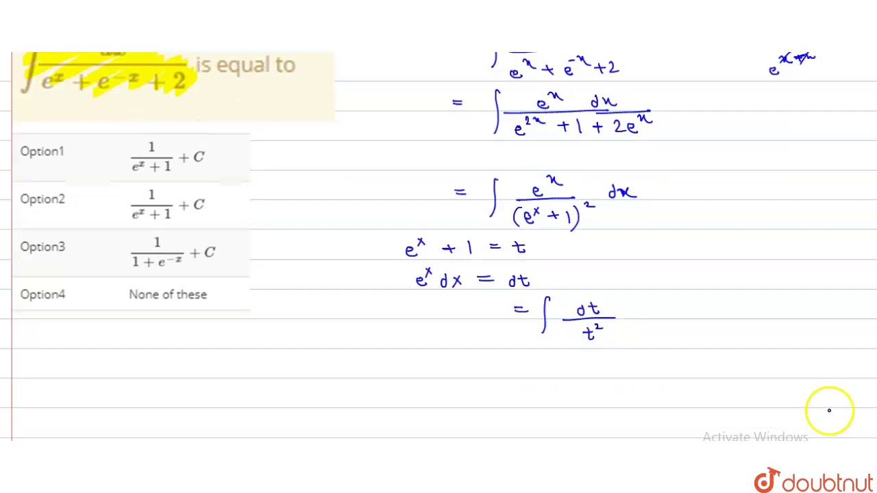 int dx e x e x 2 Is Equal To YouTube int-dx-e-x-e-x-2-is-equal-to-youtube