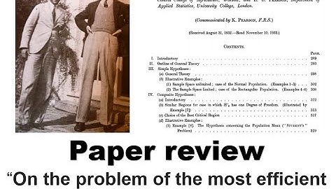 Data Science #6 -"On the problem of the most efficient tests of statistical hypotheses." (1933) N&P