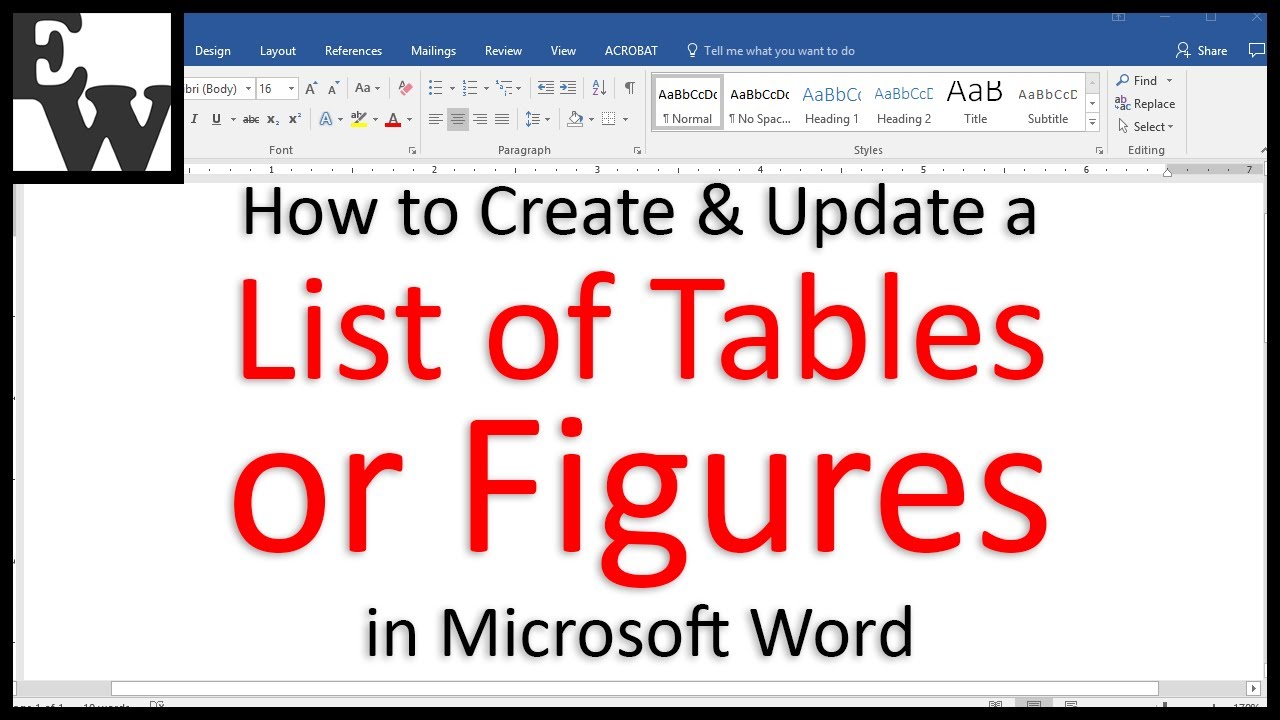 How to Create and Update a List of Tables or Figures in Microsoft Word -  YouTube