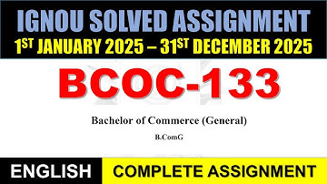BCOC 133 Solved Assignment 2025 || bcoc-133 solved assignment in English || Jan 2025 to Dec 2025