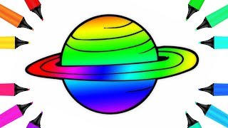 How to Draw Planet Saturn with Rings with Magic Marker Coloring Page