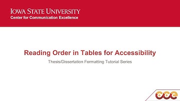 Table Reading Order for Digital Accessibility