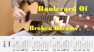 Boulevard Of Broken Dreams - Green Day - Fingerstyle guitar with tabs