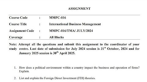IGNOU MMPC- 016 Solved Assignment July 2024 Jan 2025 PDF [FREE] |  International Business Management