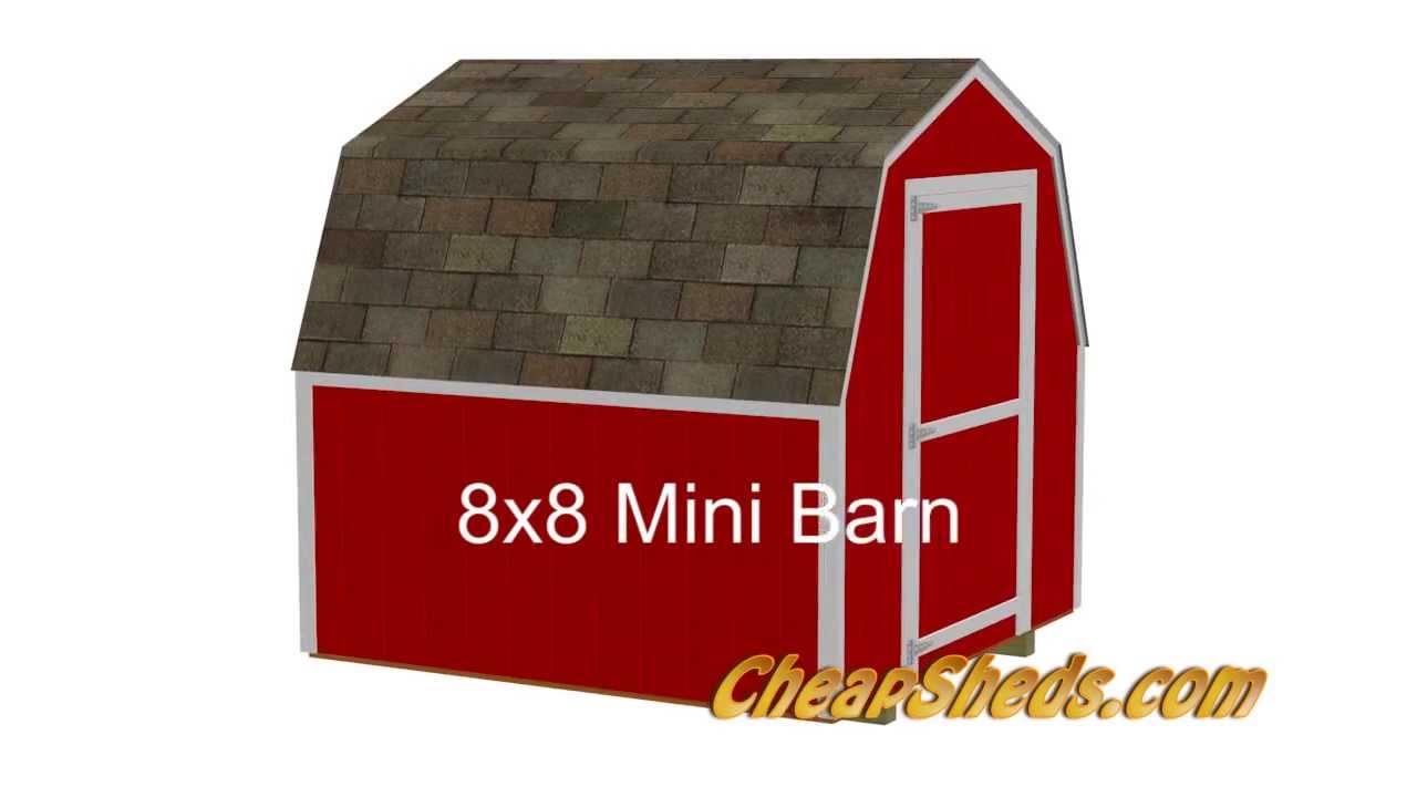 8x8 Mini Barn Shed Plans - YouTube