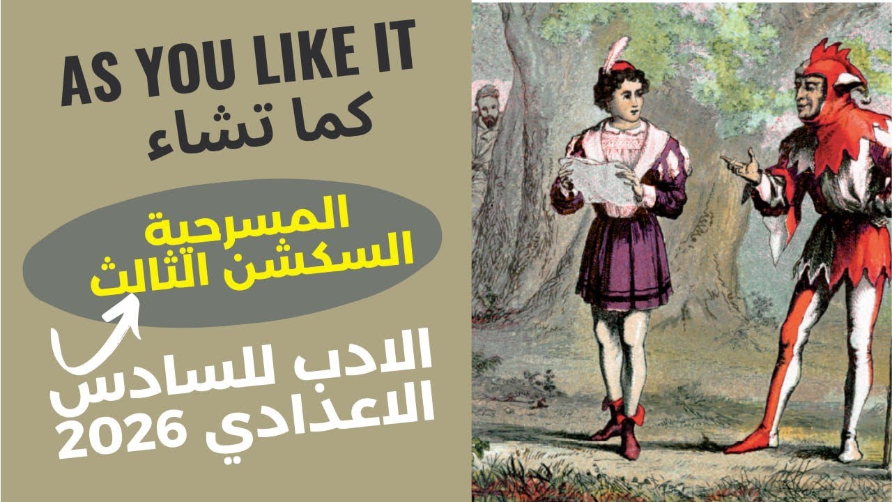 ادب انجليزي سادس اعدادي مسرحية كما تشاء السكشن الثالث ٢٠٢٧ مع حل التمارين 