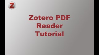 Zotero PDF Reader Tutorial