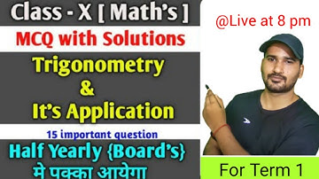 Trigonometry, class 10, MCQ, for Term 1,MCQ (1 Mark) Questions and Answers Part 4