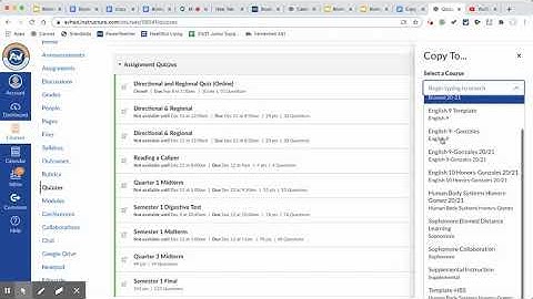 Canvas- How to copy a quiz from one course to another