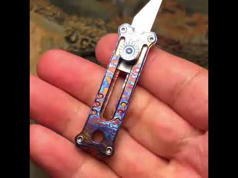MecArmy EK12 Titanium Damascus Mini Keychain Utility Knife