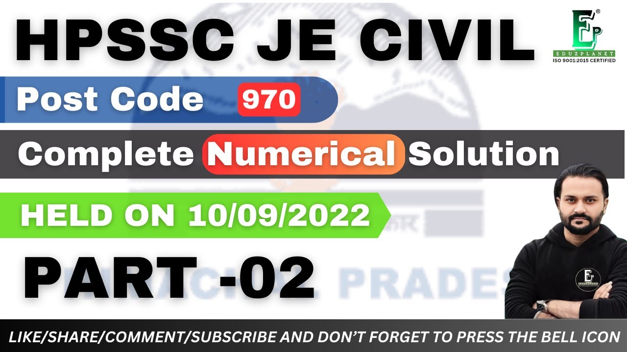 HPSSC JE CIVIL || Post code 970 || Full Numerical Solution ( Part-02) || Rashik sir