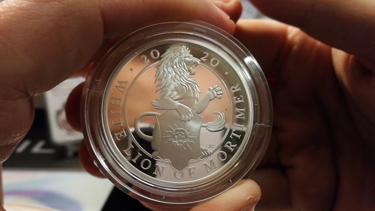 2020 1oz Silver White Lion of Mortimer proof coin unboxing and