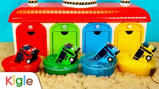 무지개 슬라임 놀이터에서 놀아요! Rainbow Slime 자동차 장난감 | 타요 캐리어카 놀이 | 키글 토이 - KIGLE TOYS