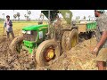 Crazy john deere stuck in deep mud  tractors  swami tractors