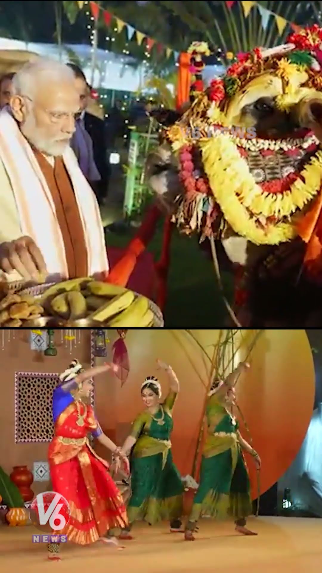Festival 2025 : Public Give Grand Welcome To PM Modi And Chiranjeevi With Drums | V6 News
