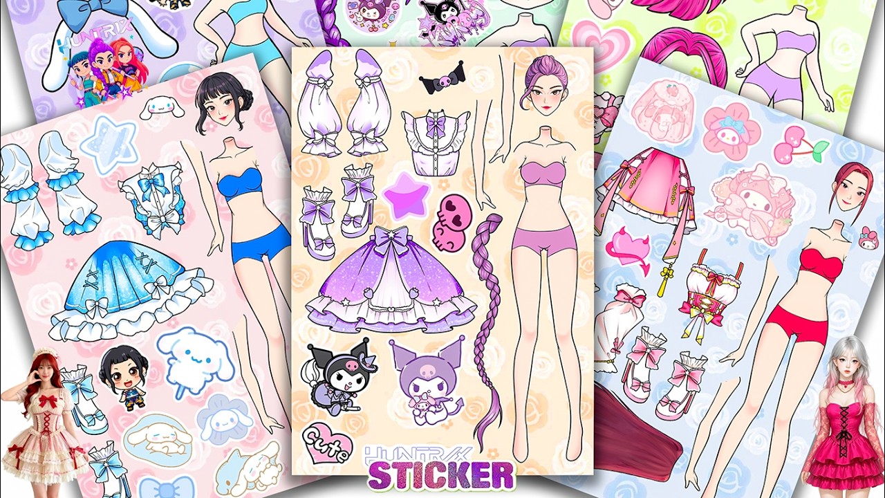 Oddly Satisfying ASMR Sticker Book Huntrix Lolita Sanrio Crossover Makeover! 💖 Paper DIY #228