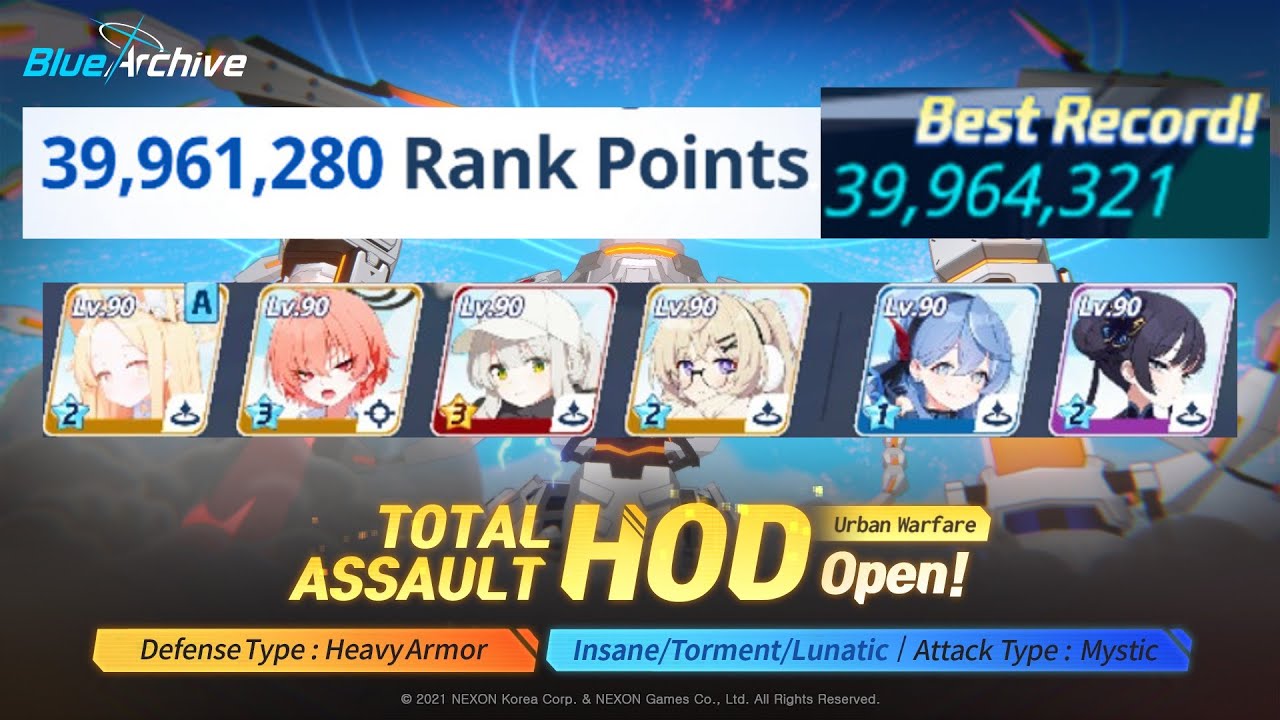 [Blue archive] Hod urban Torment | UE50 U neru clear | Total assault 80 - 39,964,321pts