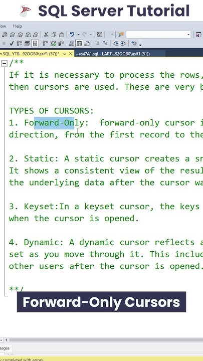 4 Types of Cursors in SQL Server | Cursor in SQL - YouTube
