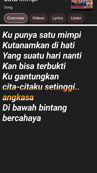 lirik lagu satu mimpi
