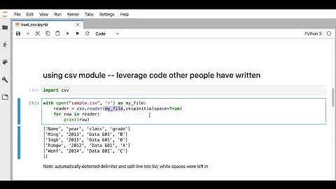 loading a CSV into Python with Jupyter using Pandas
