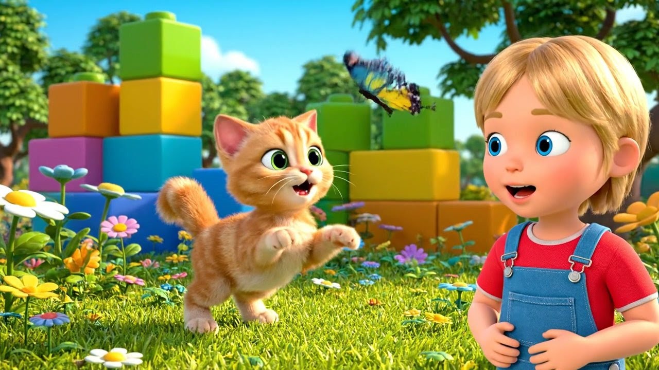 Five Silly Baby Kittens Chasing Butterflies | Nursery Rhymes for Kids & Baby Songs