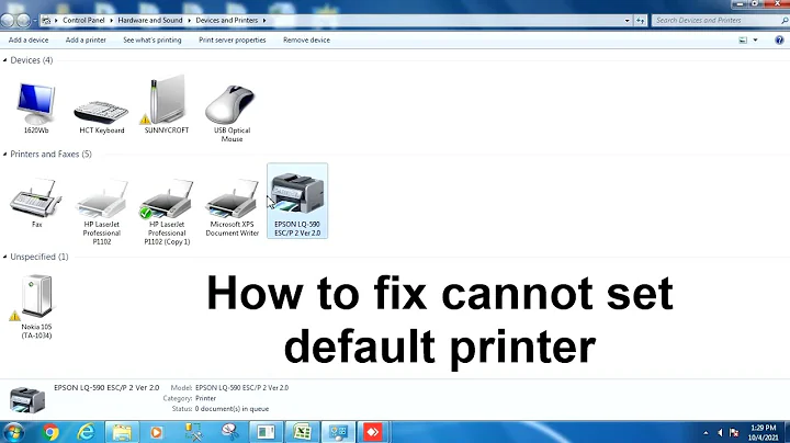 How to fix cannot set default printer