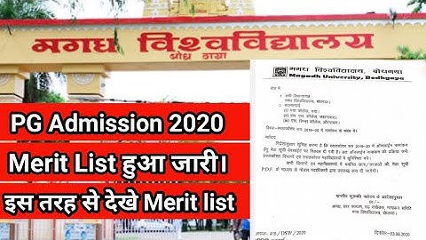 Magadh University PG Admission 2020||MU PG Admission Merit list 2020