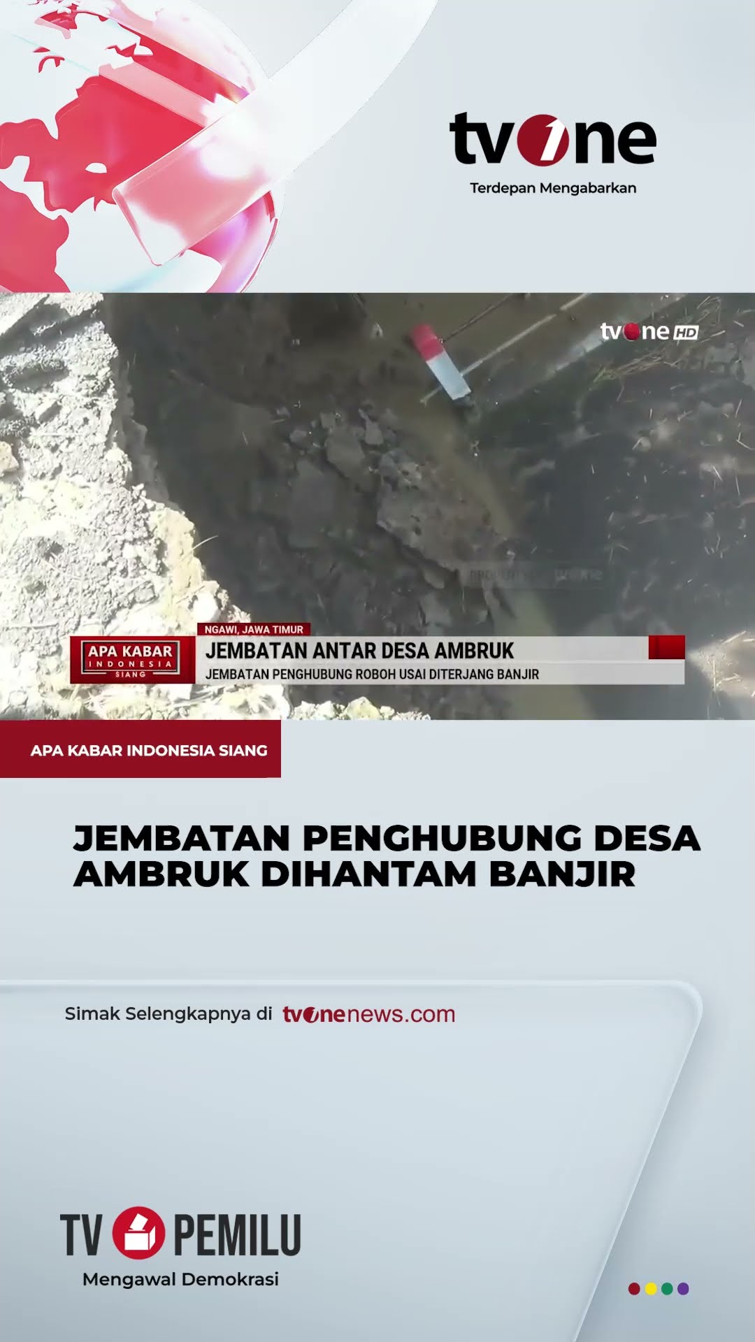 Jembatan Penghubung Antar Desa di Ngawi Putus Total Diterjang Banjir | tvOne