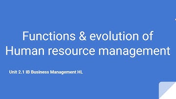Functions and evolution of HR management | Unit 2.1 Part 1 IB Business Management