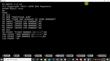 class 9 || practical 3b || To find the average of four number || GWBASIC ||sf Academy || urdu