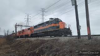 3 cool trains at Burns Harbor, SD38-2/GP38-2 4 pack on a coal train!