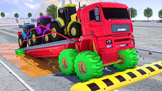 Long Kamaz, Big Kamaz, Crane, Sport Car, JCB - monster truck assembly | Wheel City Heroes