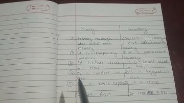 Different between Primary memory and Secondary memory