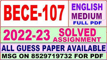 bece 107 solved assignment 2022-23 / bece 107 solved assignment in English / ignou ba solved