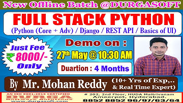 FULL STACK PYTHON Offline Training @ DURGASOFT