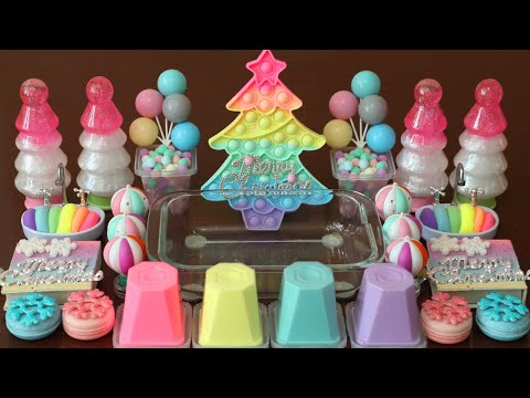 Mixing”Christmas <strong>Tree</strong>” Eyeshadow and Makeup,parts,glitter Into <strong>Slime</strong>!Satisfying <strong>Slime</strong> Video!★ASMR★