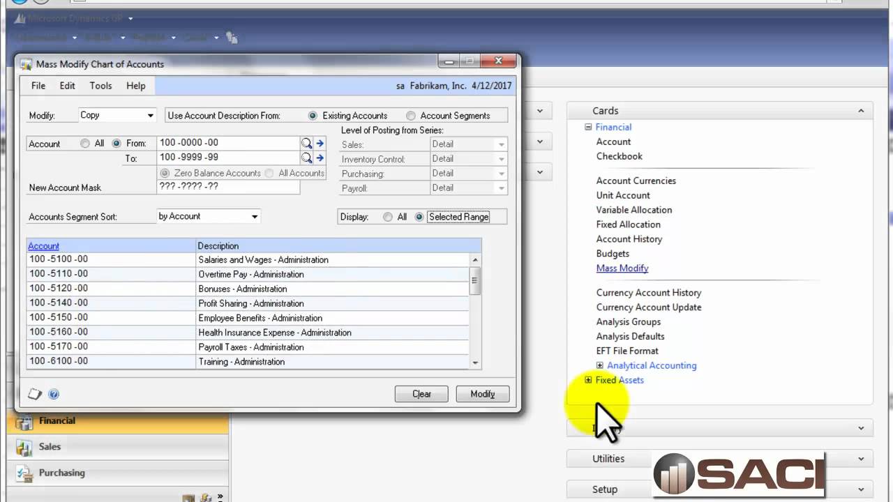 Microsoft Dynamics Gp Chart Of Accounts