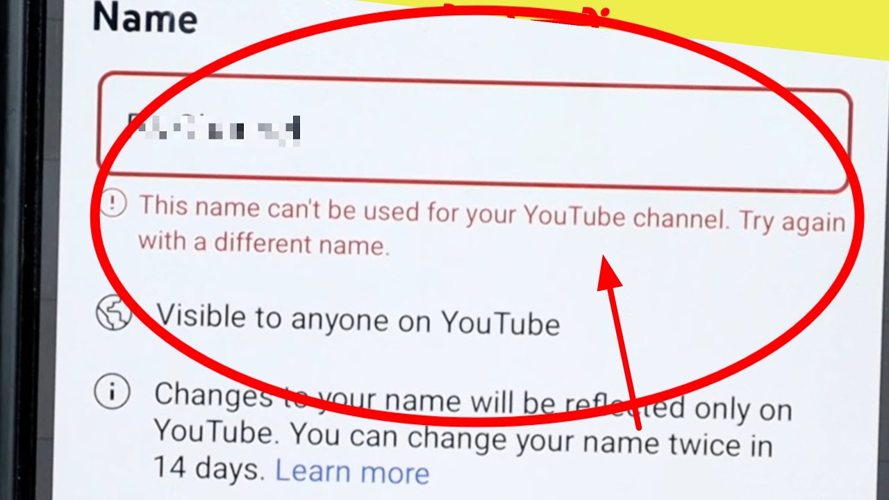 This name can't be used for your YouTube channel. Try again with a different name Problem Solve 