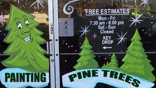 WINDOW PAINTING TUTORIAL #72 Painting a Pine Tree (cartoon style)