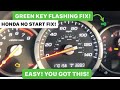 Honda No Start Flashing Green Key On Dash Easy Fix – Immobilizer Control Unit Issue