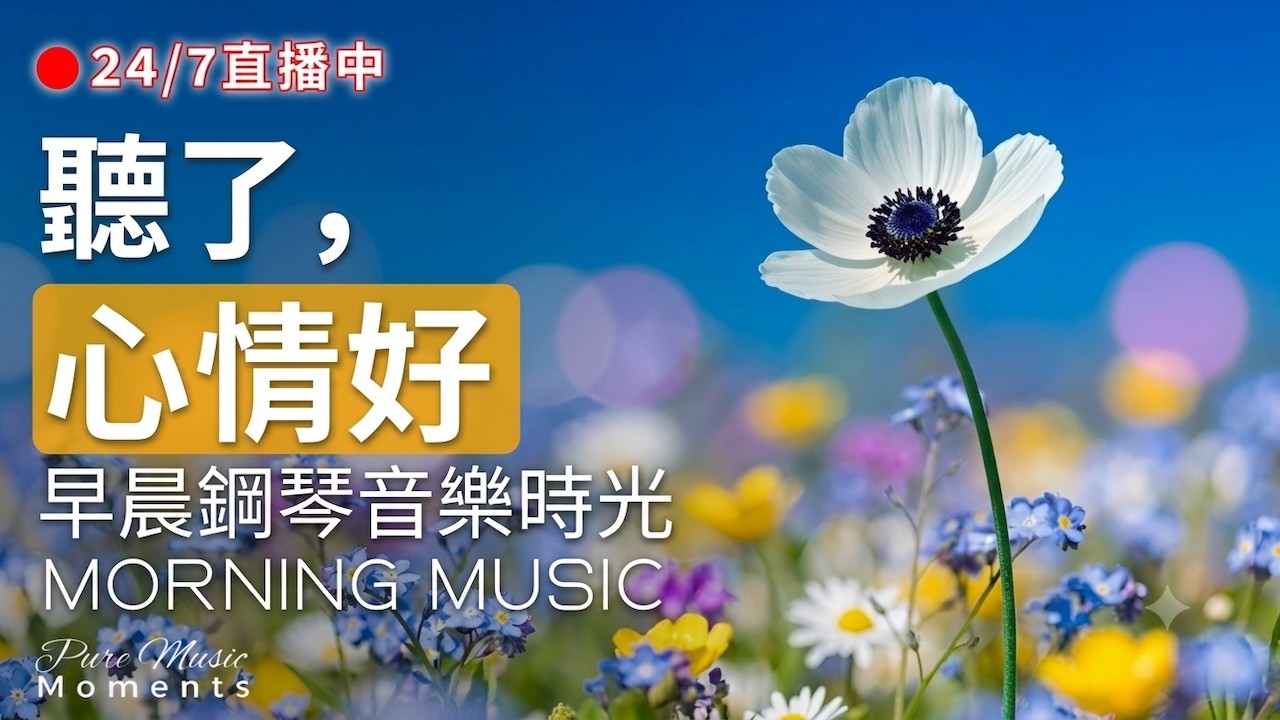 🔴 24/7 早晨音樂直播｜願你如水晶般透亮，迎向每一道晨光 ✨ 鋼琴輕音樂／清醒專注、陽光陪伴｜Morning Piano Focus Radio