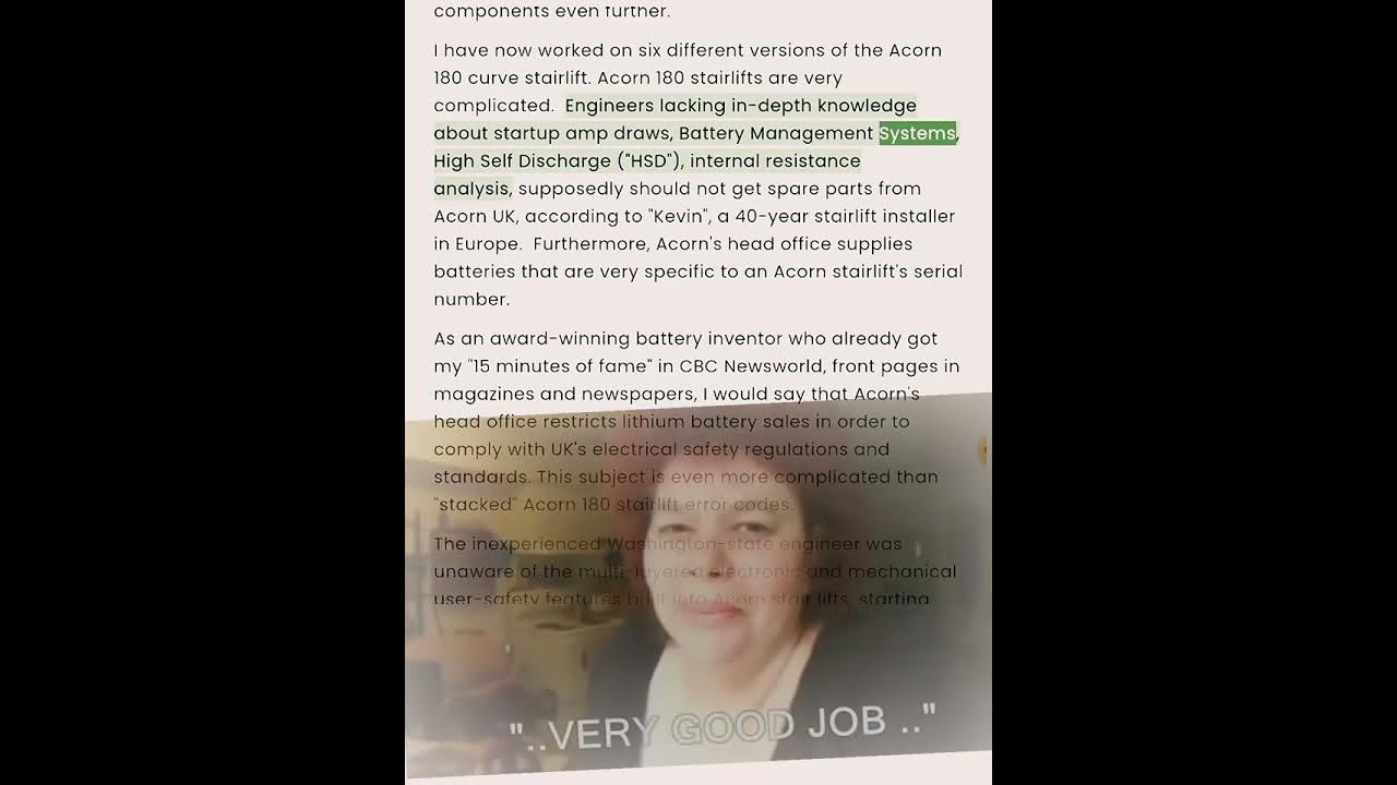 Her Acorn 180 Stairlift Stalled with No C2 J3 E8 F1 F7 Error Codes