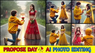 Create 3D Ai Propose Day Image Editing | Couple propose ai photo EDITING || bing image creator