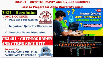 Anna university Exam Preparation - CB3491 Cryptography and Cybersecurity Important Questions 